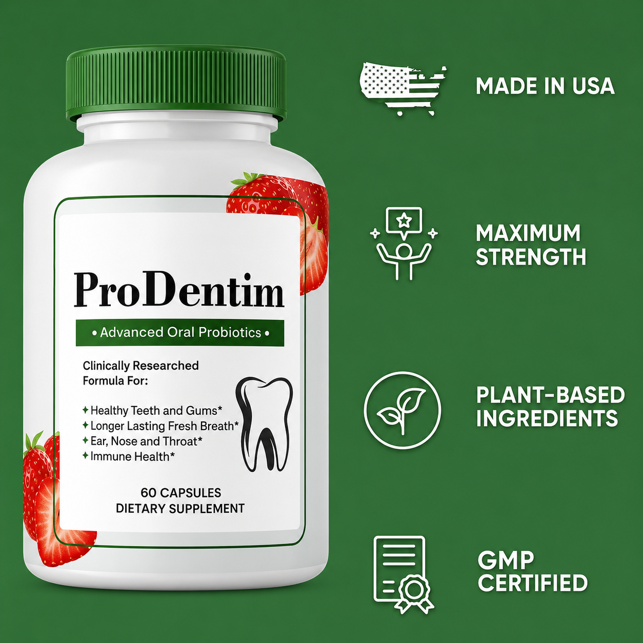 ProDentim product image with quality and wellness badges